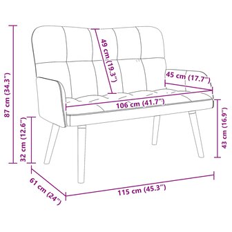 Twee Persoons Sofa Blauw 115 x 61 x 87 cm Fluweel 9
