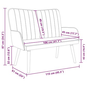 Twee Persoons Sofa Lichtgrijs 115 x 61 x 87 cm Fluweel 9