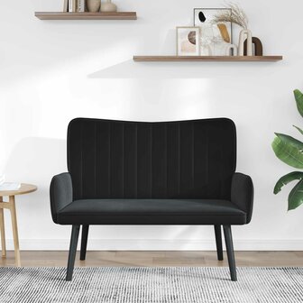 Twee Persoons Sofa Zwart 115 x 61 x 87 cm Fluweel 3