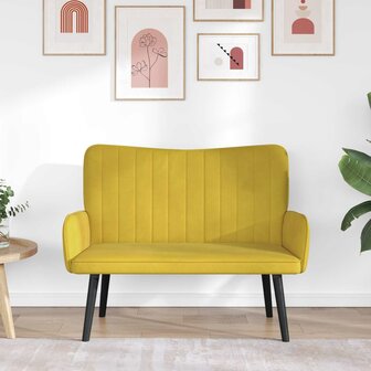 Twee Persoons Sofa Geel 115 x 61 x 87 cm Fluweel 3