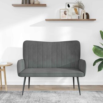 Twee Persoons Sofa Donkergrijs 115 x 61 x 87 cm Fluweel 3