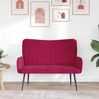 Twee Persoons Sofa Wijnrood 115 x 61 x 87 cm Fluweel 3
