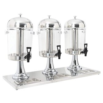 Drievoudige sapdispenser roestvrij staal 3x8 L 1
