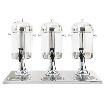 Drievoudige sapdispenser roestvrij staal 3x8 L 2