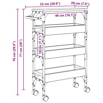 Keukentrolley Sonoma Eiken 53 x 20 x 76 cm Bewerkt hout 11
