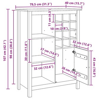 Wijnkast HILL Honingbruin 79.5 x 40 x 107.5 cm 10