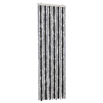 Vliegengordijn 56x185 cm chenille grijs en zwart 2