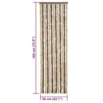 Vliegengordijn 56x185 cm chenille donkerbruin en beige 7