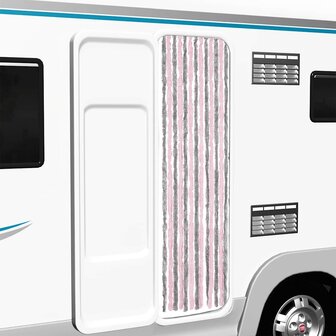 Vliegengordijn 56x200 cm chenille zilvergrijs en roze 1