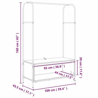 Kledingrek Bruin Eiken 100 x 44 x 160 cm Bewerkt hout 12