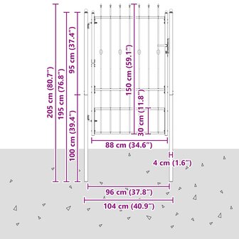 Hekpoort met slot Asten Zwart 150 x 88 cm Staal 5
