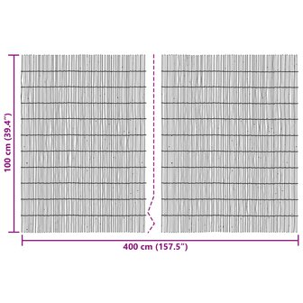 Tuinhek Ge&euml; carboniseerd 400 x 100 cm Riet 7