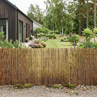 Tuinhek Ge&euml; carboniseerd 300 x 90 cm Riet 1