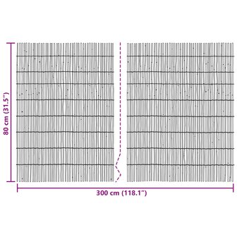 Tuinhek Ge&euml; carboniseerd 300 x 80 cm Riet 7