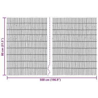 Tuinhek Ge&euml; carboniseerd 500 x 80 cm Riet 7