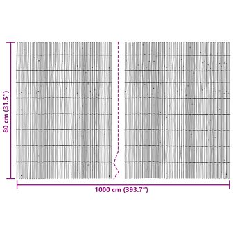 Tuinhek Ge&euml; carboniseerd 1000 x 80 cm Riet 7