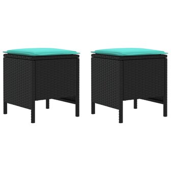 Tuinvoetenbank 2 Stuk Zwart en Turquoise 38 x 38 x 45 cm 2