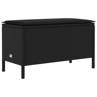 Tuinvoetenbank met kussen Zwart 80 x 38 x 45 cm PE Rattan 2
