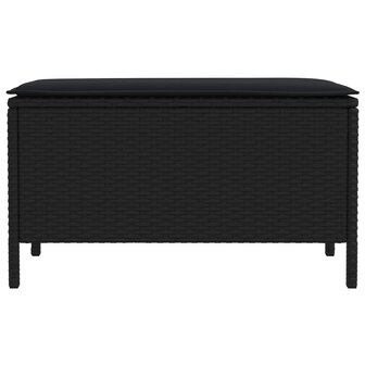 Tuinvoetenbank met kussen Zwart 80 x 38 x 45 cm PE Rattan 4