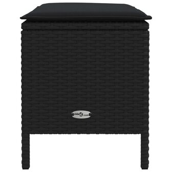 Tuinvoetenbank met kussen Zwart 80 x 38 x 45 cm PE Rattan 5