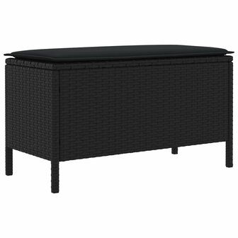 Tuinvoetenbank met kussen Zwart 80 x 38 x 45 cm PE Rattan 6
