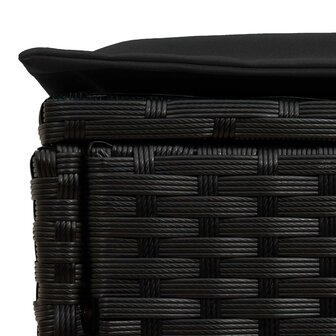 Tuinvoetenbank met kussen Zwart 80 x 38 x 45 cm PE Rattan 7