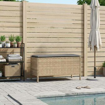 Tuinvoetenbank Beige en Licht Grijs 80 x 38 x 42 cm PE Rattan 1