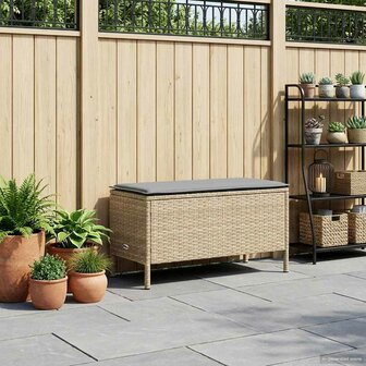 Tuinvoetenbank Beige en Licht Grijs 80 x 38 x 42 cm PE Rattan 3