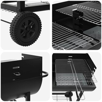 Houtskoolbarbecue Verstelbaar Zwart 96,5 x 42,5 x 88,5 cm 7