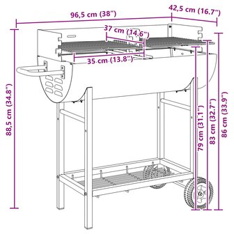 Houtskoolbarbecue Verstelbaar Zwart 96,5 x 42,5 x 88,5 cm 9