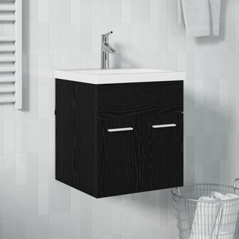 Wastafelkast Zwart Eiken 41 x 38,5 x 46 cm Bewerkt hout 1