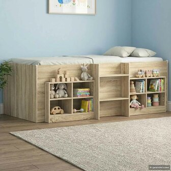 KinderHalfhoogslaper met ladder Sonoma 90 x 200 cm Bewerkt hout 3