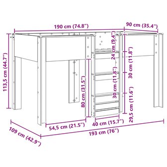 Stapelbed voor Kinderen Oudhout 90 x 190 cm Bewerkt hout 10