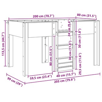 Stapelbed voor Kinderen met opslag Wit 80 x 200 cm Bewerkt hout 10