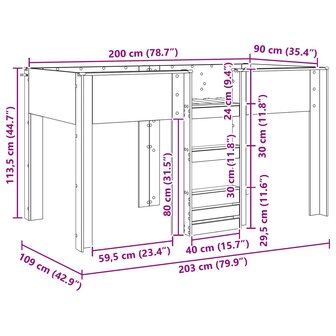 Stapelbed voor Kinderen Gerookt eiken 90 x 200 cm Bewerkt hout 10