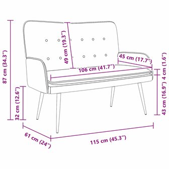 2-Zits Sofa Lichtgrijs 115 x 61 x 87 cm Stof 9