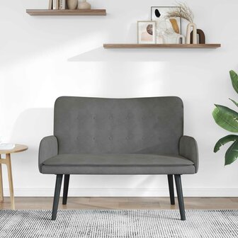 Twee Persoons Sofa Donkergrijs 115 x 61 x 87 cm Fluweel 3