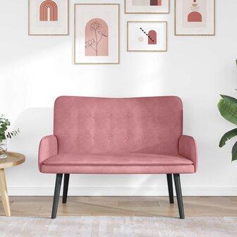 Twee Persoons Sofa Roze 115 x 61 x 87 cm Fluweel 3