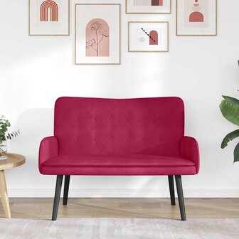 Twee Persoons Sofa Wijnrood 115 x 61 x 87 cm Fluweel 3