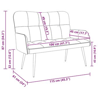 Twee Persoons Sofa Lichtgrijs 115 x 61 x 87 cm Stof 9