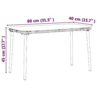 Tuintafel Zwart 80 x 40 x 45 cm poly rattan 10