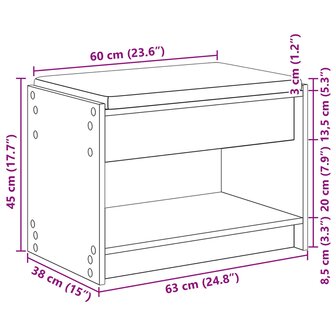 Halbank met kussen met plank Artisan Eik 63 x 38 x 45 cm 11