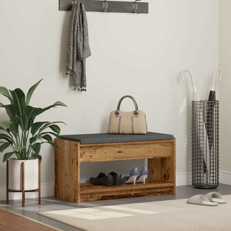 Halbank Oudhout 83 x 38 x 45 cm Ge&iuml;ndustrialiseerd hout en stof 1