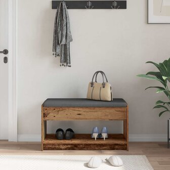 Halbank Oudhout 83 x 38 x 45 cm Ge&iuml;ndustrialiseerd hout en stof 4