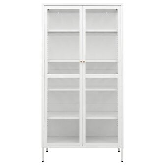 Vitrinekast 90x40x180 cm staal en gehard glas wit 3