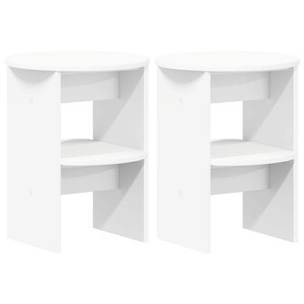 Bijzetkast 2 pcs Wit &Oslash;40 x 50 cm Geconstrueerd hout 2