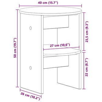 Bijzetkast 2 pcs Wit &Oslash;40 x 50 cm Geconstrueerd hout 10