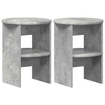 Bijzetkast 2 pcs Beton Grijs &Oslash;40 x 50 cm Geconstrueerd hout 2
