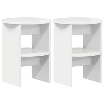 Bijzetkast 2 pcs Hoogglans Wit &Oslash;40 x 50 cm Geconstrueerd hout 2