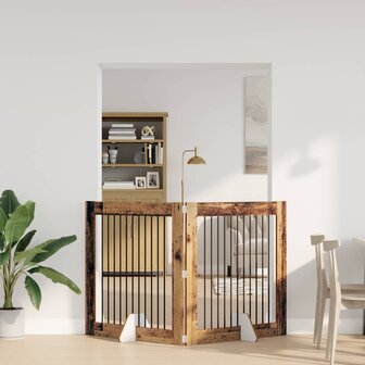 Hondenhekje met standaards 2 pcs Oud hout 100 x 100 cm 3